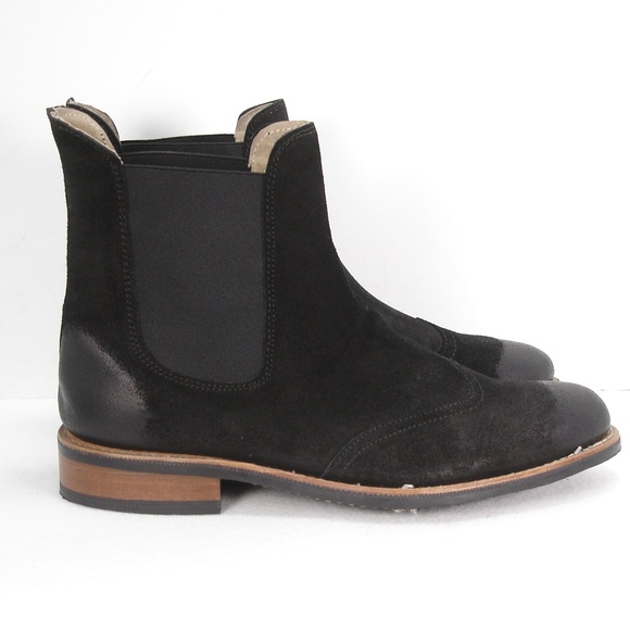NEW J.D.FISK BLACK SUEDE WINGTIPS ANKLE BOOTS 12 main image 5